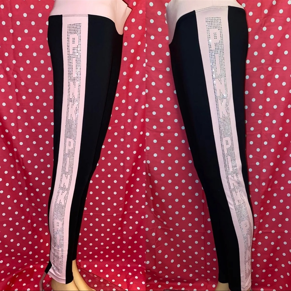 Pink Victoria secret pink and black leggings